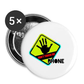 Hand weg! Kein Handy-Touch - Buttons groß 56 mm (5er Pack) - Weiß - Vorne