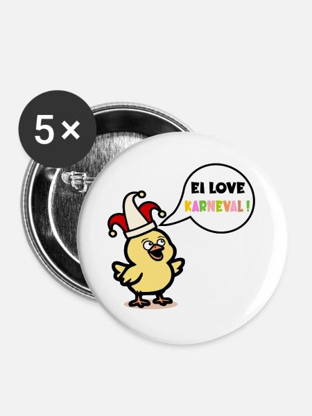 Küken Kostüm - Ei Karneval - Buttons groß 56 mm (5er Pack) - Weiß