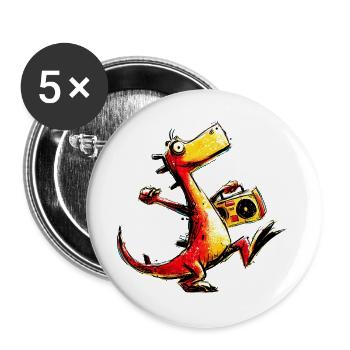 Cool Retro Dino Boombox Design - Buttons large 2.2''/56 mm (5-pack) - white - Front