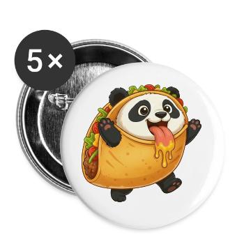 Süßer Panda Taco Fast Food Lustig Skurril Cartoon - Buttons groß 56 mm (5er Pack) - Weiß - Vorne