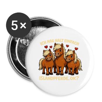 Islandpferde Liebhaber Statement Motiv - Buttons groß 56 mm (5er Pack) - Weiß - Vorne