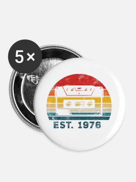 1976 50. Geburtstag - Buttons groß 56 mm (5er Pack) - Weiß