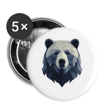 Bear Head, Strong Bear Design, Power Symbol - Buttons large 2.2''/56 mm (5-pack) - white - Front