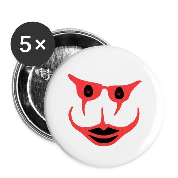 Lustig - Buttons groß 56 mm (5er Pack) - Weiß - Vorne