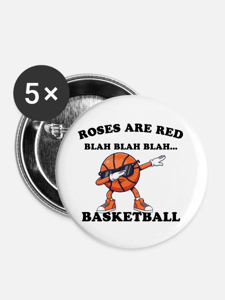 Roses are red – Basketball - Buttons groß 56 mm (5er Pack) - Weiß
