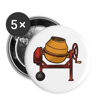 Concrete Mixer Cartoon Illustration - Buttons large 2.2''/56 mm (5-pack) - white - Front