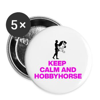 KEEP CALM & HOBBYHORSE! HOBBYHORSING HOBBYHORSE - Buttons large 2.2''/56 mm (5-pack) - white - Front