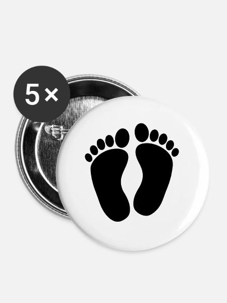 Babyfüße - Buttons groß 56 mm (5er Pack) - Weiß