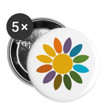 Colorful Flower Color Wheel Retro Flower Design - Buttons large 2.2''/56 mm (5-pack) - white - Front