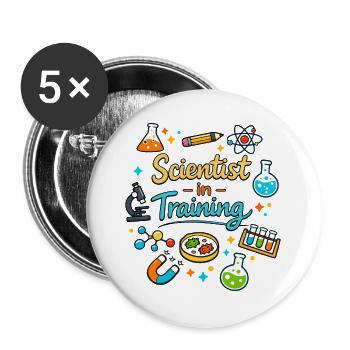 Jeune scientifique en formation - Lot de 5 grands badges (56 mm) - blanc - Devant