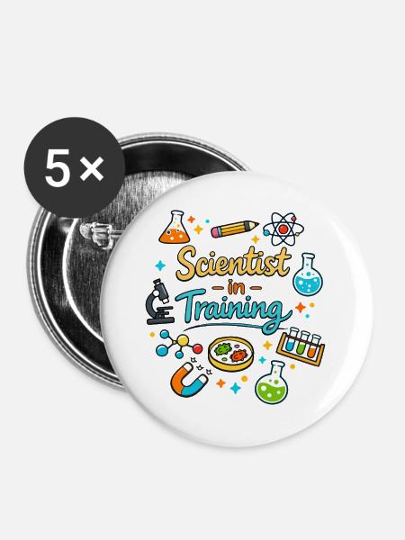 Junger Wissenschaftler in Ausbildung - Buttons groß 56 mm (5er Pack) - Weiß