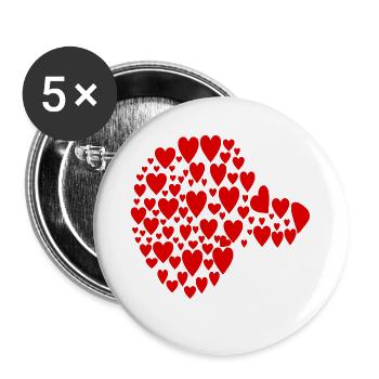 Dackel Hunde - Kopf Herz - Buttons groß 56 mm (5er Pack) - Weiß - Vorne