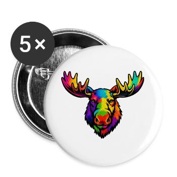 La tête de l’orignal arc-en-ciel - Lot de 5 grands badges (56 mm) - blanc - Devant