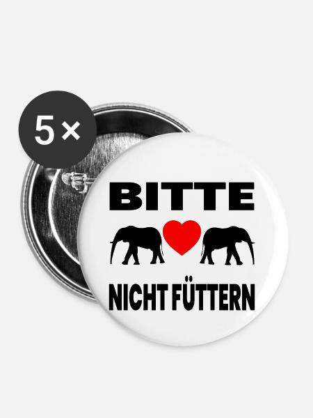 Elefanten - Buttons groß 56 mm (5er Pack) - Weiß