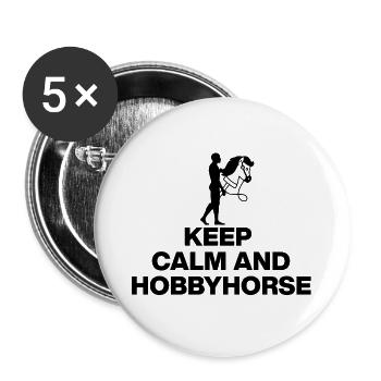KEEP CALM AND HOBBYHORSE! HOBBYHORSING - Buttons large 2.2''/56 mm (5-pack) - white - Front