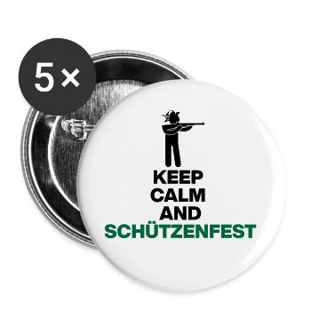 RESTEZ CALMES ET SCHÜTZENFEST ! PROTECT - Lot de 5 grands badges (56 mm) - blanc - Devant
