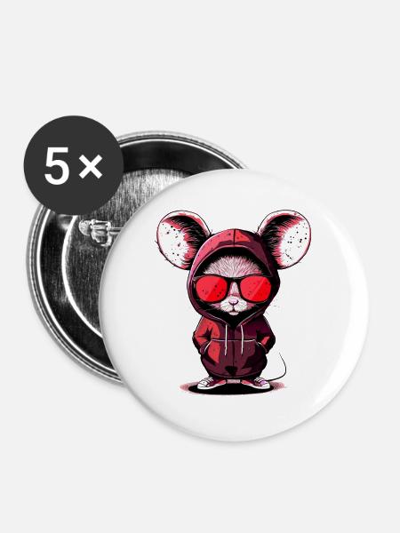 cooles Design - Buttons groß 56 mm (5er Pack) - Weiß