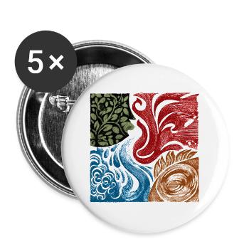 Quatre Éléments Nature Graphique Spirituel - Lot de 5 grands badges (56 mm) - blanc - Devant
