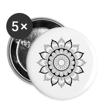 Mandala - Lot de 5 grands badges (56 mm) - blanc - Devant