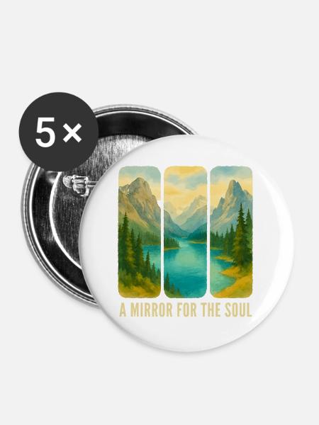 Berglandschafts-Triptychon mit See - Buttons groß 56 mm (5er Pack) - Weiß