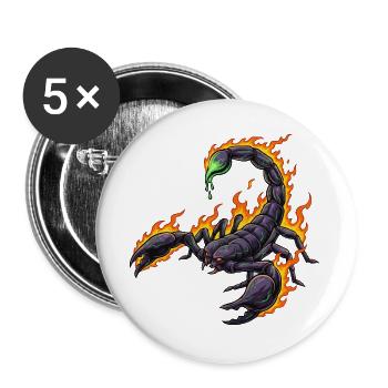 Scorpion au feu - Lot de 5 grands badges (56 mm) - blanc - Devant