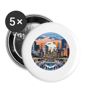 Sonnenuntergang über der Skyline - Buttons groß 56 mm (5er Pack) - Weiß - Vorne