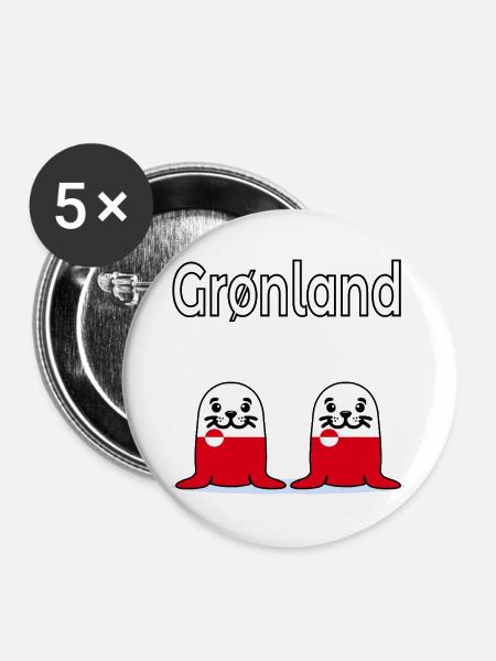 Grönlandrobben-Meeressäuger - Buttons groß 56 mm (5er Pack) - Weiß