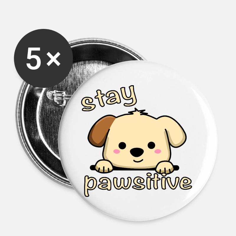 stay pawsitive - Buttons large 2.2''/56 mm (5-pack) - white