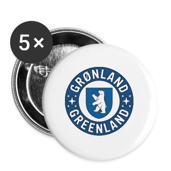 Greenland - T-shirt à badge circulaire - Lot de 5 grands badges (56 mm) - blanc - Devant