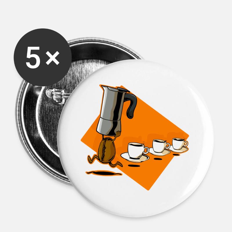 Coffee Time - Buttons large 2.2''/56 mm (5-pack) - white