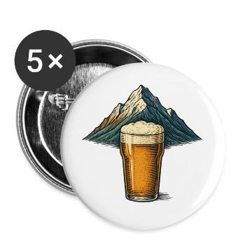 Bergbier Berglandschaft - Buttons groß 56 mm (5er Pack) - Weiß - Vorne