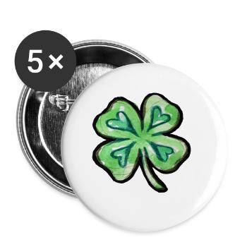 Trèfle aquarelle lime - Lot de 5 grands badges (56 mm) - blanc - Devant