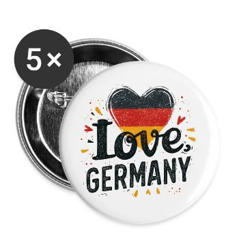 Germany Love - Buttons large 2.2''/56 mm (5-pack) - white - Front