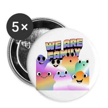 Familie Pride - Buttons groß 56 mm (5er Pack) - Weiß - Vorne