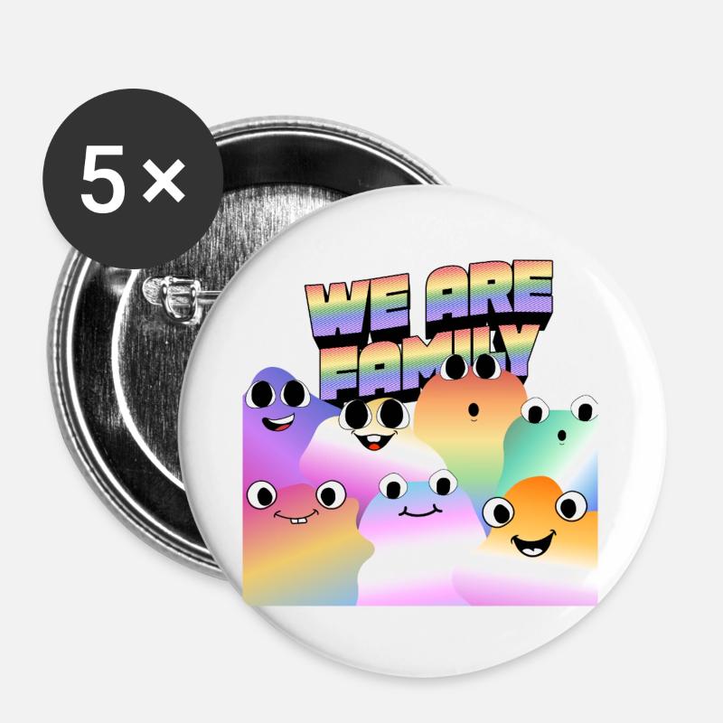 Pride Family - Buttons large 2.2''/56 mm (5-pack) - white