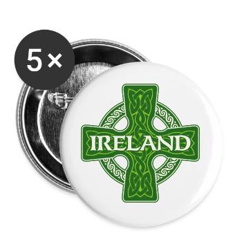 Irland Celtic St. Patrick's Shamrock – St. Paddys - Buttons groß 56 mm (5er Pack) - Weiß - Vorne