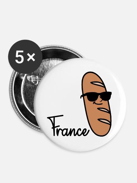 France Baguette - Buttons groß 56 mm (5er Pack) - Weiß