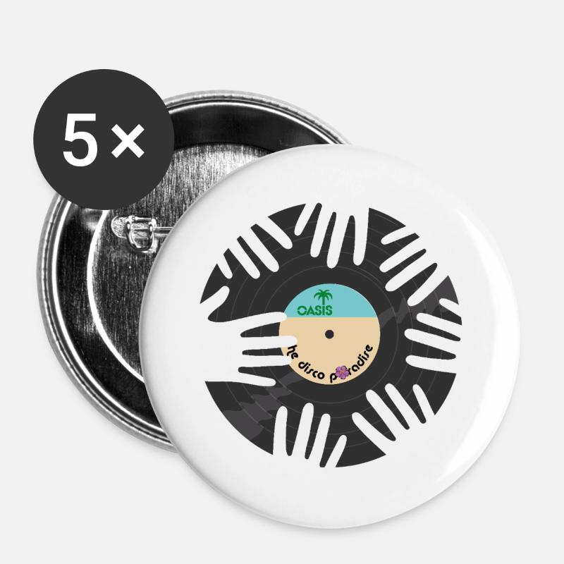 Disco Oasi Tropical - Buttons large 2.2''/56 mm (5-pack) - white