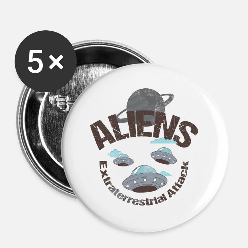 Alien Encounters: Extraterrestrial Airships - Buttons large 2.2''/56 mm (5-pack) - white