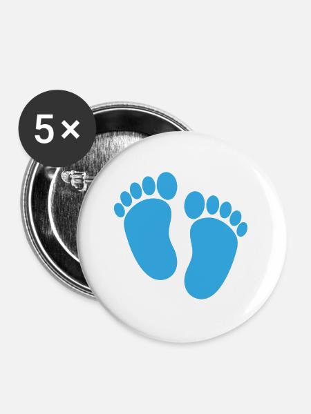 Babyfüße - Buttons groß 56 mm (5er Pack) - Weiß