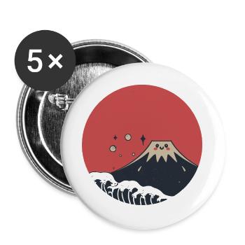 Mount Fuji Red Smile - Buttons large 2.2''/56 mm (5-pack) - white - Front