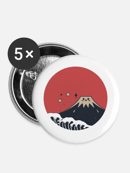 Rotes Lächeln des Fuji-Berges - Buttons groß 56 mm (5er Pack) - Weiß