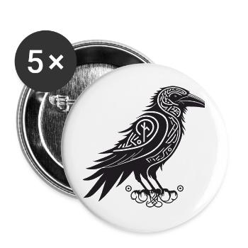 Raven Tribal Black - Buttons large 2.2''/56 mm (5-pack) - white - Front