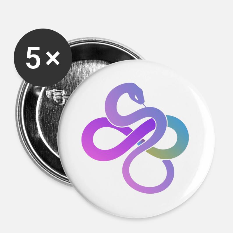 Bunte Unendlichkeitsschleife - Buttons groß 56 mm (5er Pack) - Weiß