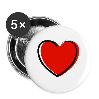 Cœur - Lot de 5 grands badges (56 mm) - blanc - Devant