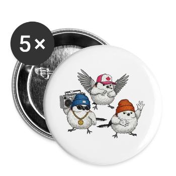 Bird Crew Street Vibe - Buttons groß 56 mm (5er Pack) - Weiß - Vorne