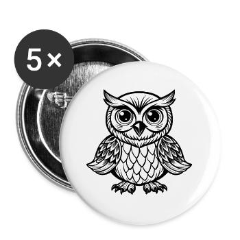 Baby owl - Buttons large 2.2''/56 mm (5-pack) - white - Front