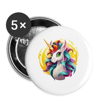 Rainbow Unicorn in Sonnencircle - Buttons large 2.2''/56 mm (5-pack) - white - Front