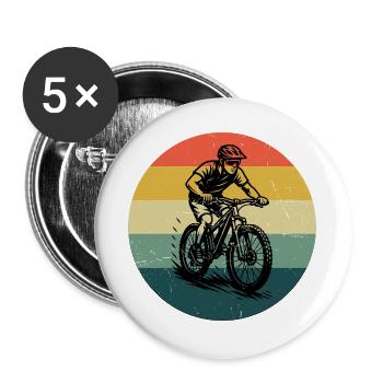 Motif de VTT minimaliste - Lot de 5 grands badges (56 mm) - blanc - Devant