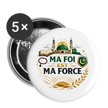 Muslimische religiöse Botschaft, islamische Spiritualität - Buttons groß 56 mm (5er Pack) - Weiß - Vorne